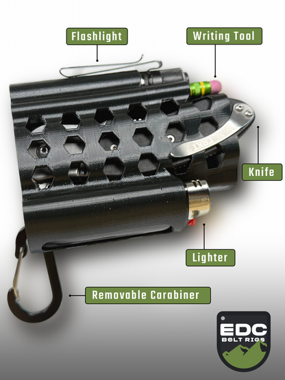 ECC Belt Rig - The Essential - Holds a Knife, writing tool, lighter, flashlight